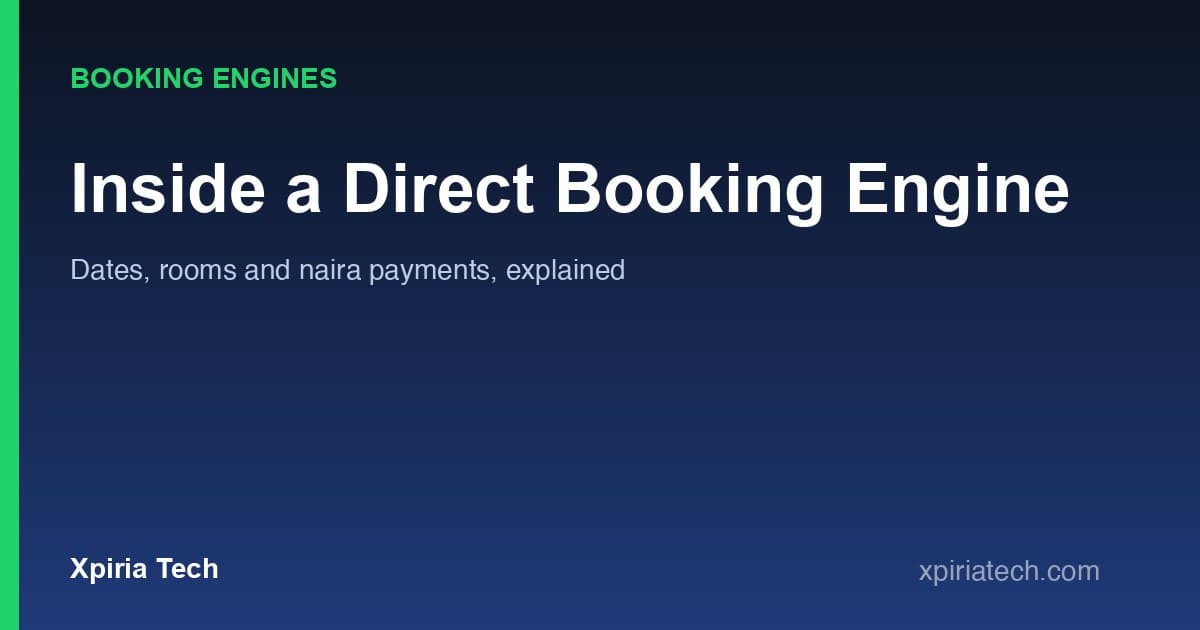 Cover graphic for the article: Inside a Direct Booking Engine: How Dates, Rooms and Naira Payments Fit Together